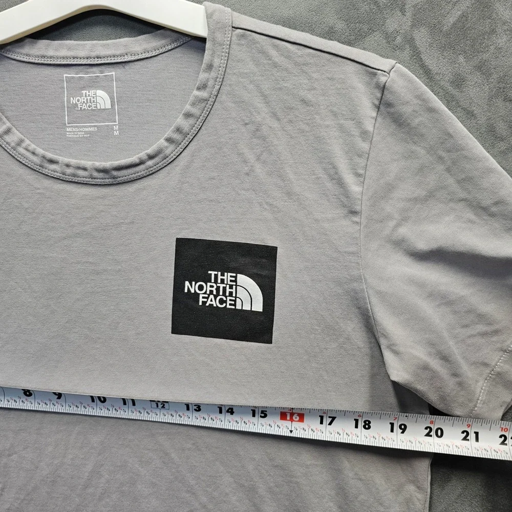 The North Face Mens Gray Floral Graphic Box Logo T-Shirt Size M Recycled Cotton